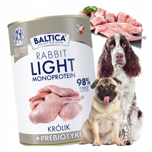 Karma Mokra dla Psa BALTICA LIGHT Monobiałkowa MONO KRÓLIK Z PREBIOTYKAMI