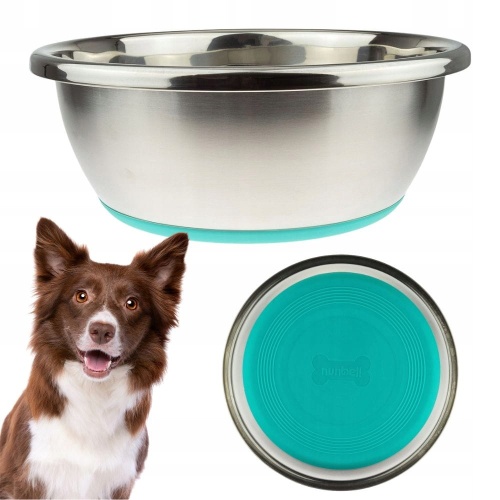 Miska dla psa ANTYPOŚLIZGOWA gumowana metalowa średni/duży pies M/L 1500ml