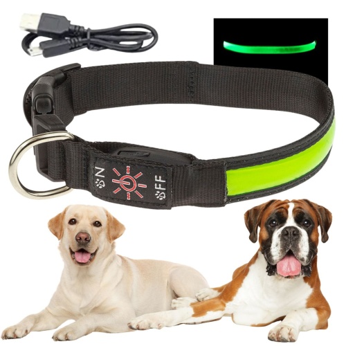 Obroża spacerowa dla psa LED świecąca w ciemności ładowana usb XL 48-60cm