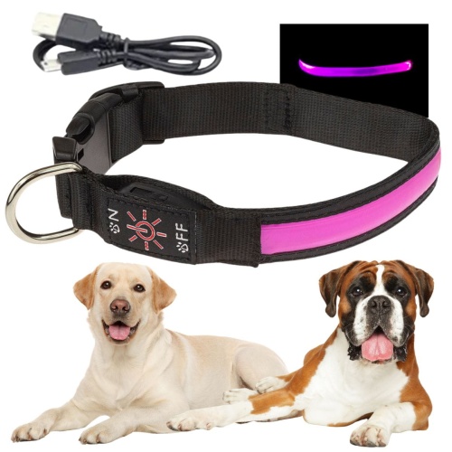 Obroża spacerowa dla psa LED świecąca w ciemności ładowana usb XL 48-60cm