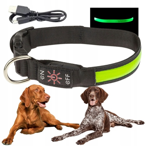 Obroża spacerowa dla psa LED świecąca w ciemności ładowana usb L 38-50cm