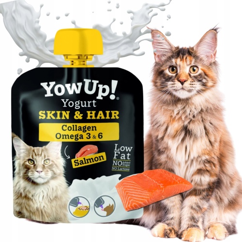 YowUp! Jogurt dla kota na piękną SIERŚĆ łososiowy COLLAGEN OMEGA-3 OMEGA-6