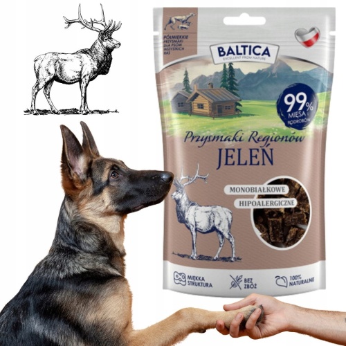 Smaczki TRENINGOWE dla psa półmiękkie JELEŃ - DUŻE - 80 g