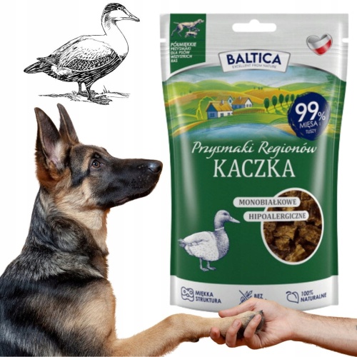 Smaczki TRENINGOWE dla psa półmiękkie KACZKA - DUŻE - 80 g