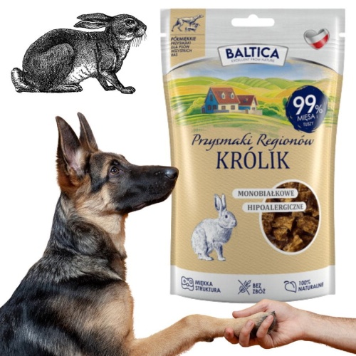 Smaczki TRENINGOWE dla psa półmiękkie KRÓLIK - DUŻE - 80 g
