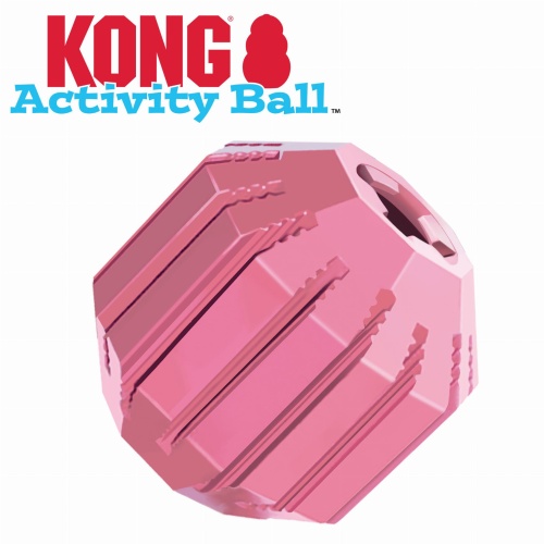 KONG ACTIVITY BALL zabawka dla szczeniaka PIŁKA na przysmaki jedzenie S różowy